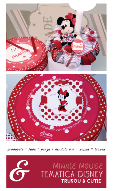 Trusou de botez pentru fetite de inspiratie Disney cu Minnie Mouse, Red Dots  1
